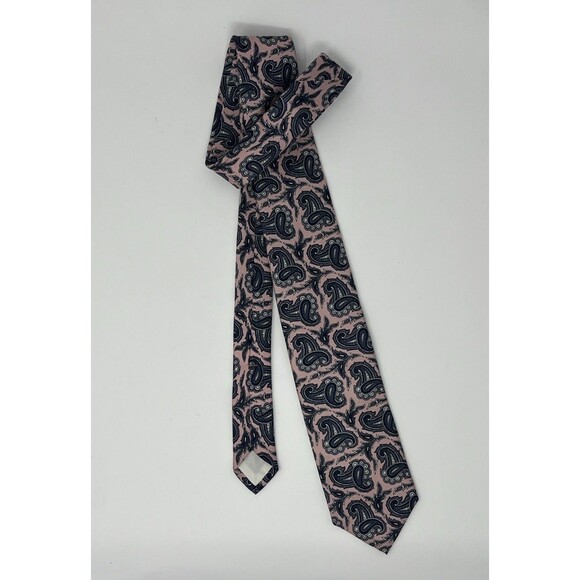 Jarrod’s Tie, 100% Silk, Made By Hand, Printed In England, Pink & Navy Paisley - Picture 14 of 14